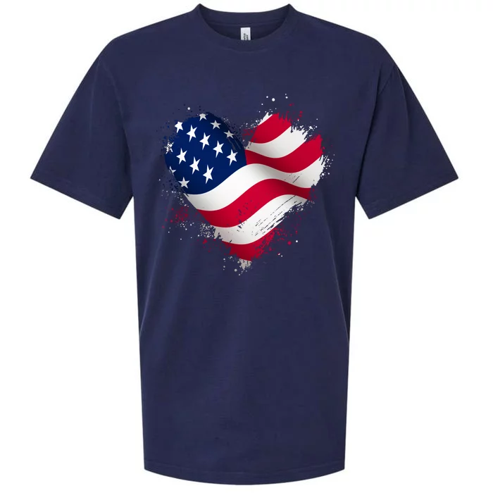 Patriotic Usa American Flag Heart Sueded Cloud Jersey T-Shirt