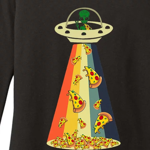 Pizza Ufo Alien Eating Pizza A Ufo Extraterrestrial Womens CVC Long Sleeve Shirt