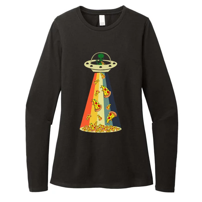 Pizza Ufo Alien Eating Pizza A Ufo Extraterrestrial Womens CVC Long Sleeve Shirt