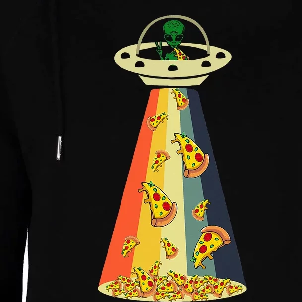 Pizza Ufo Alien Eating Pizza A Ufo Extraterrestrial Womens Funnel Neck Pullover Hood