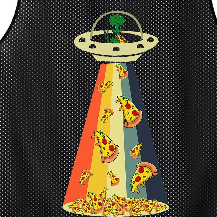 Pizza Ufo Alien Eating Pizza A Ufo Extraterrestrial Mesh Reversible Basketball Jersey Tank