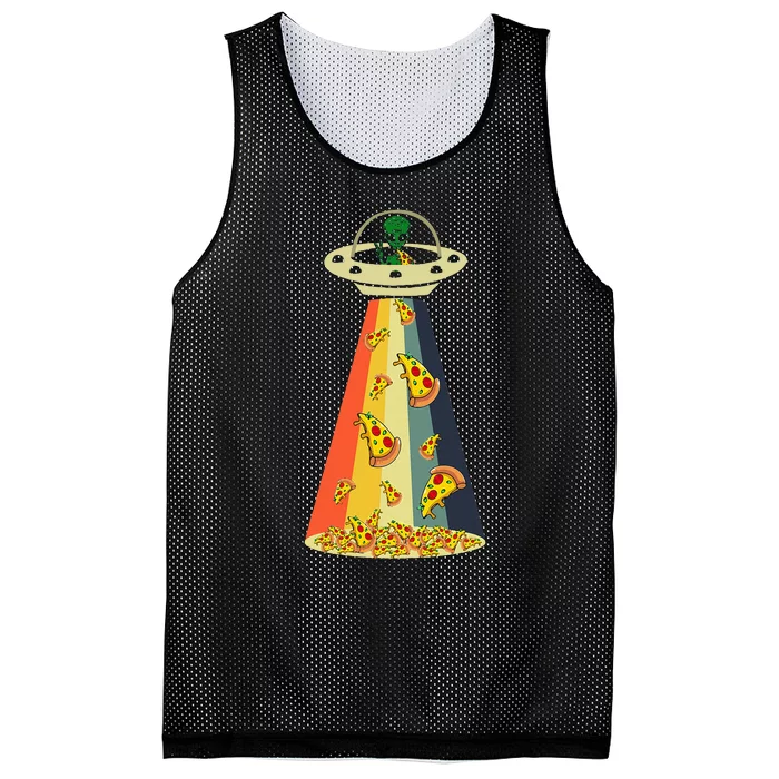 Pizza Ufo Alien Eating Pizza A Ufo Extraterrestrial Mesh Reversible Basketball Jersey Tank