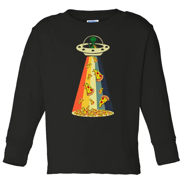 Pizza Ufo Alien Eating Pizza A Ufo Extraterrestrial Toddler Long Sleeve Shirt