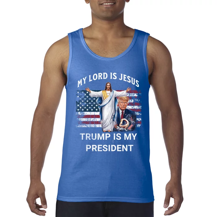 Patriotic Us America My Lord Is Jesus Trump Is My President Cute Gift Tank Top