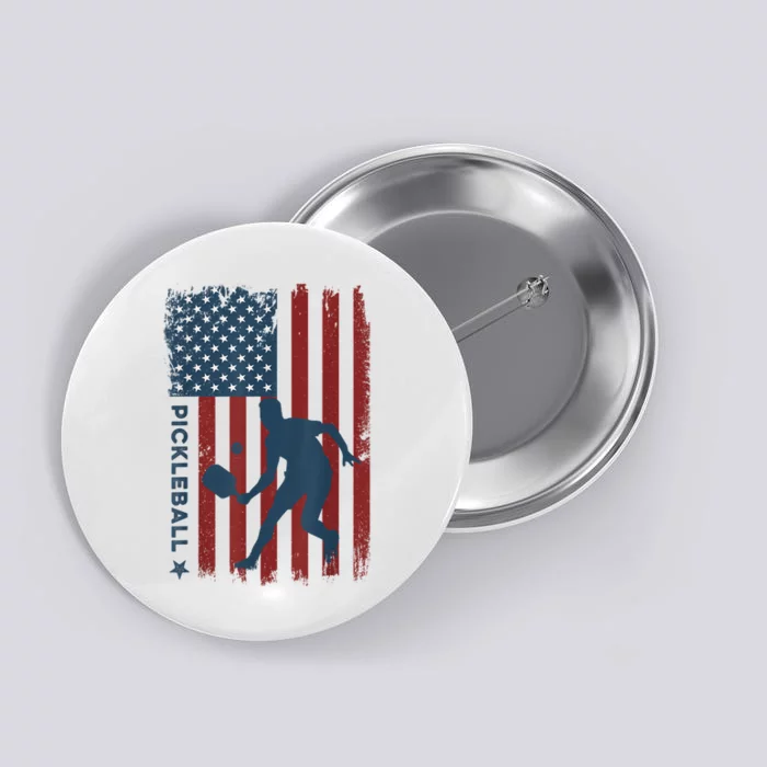 Pickleball Usa American Flag Pickle Ball Player Button