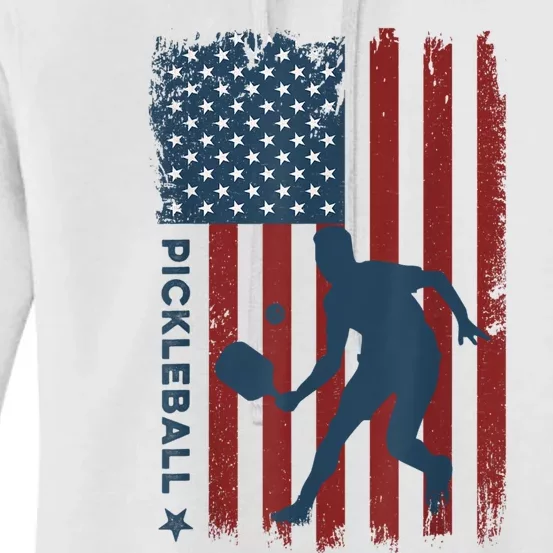 Pickleball Usa American Flag Pickle Ball Player Women's Pullover Hoodie