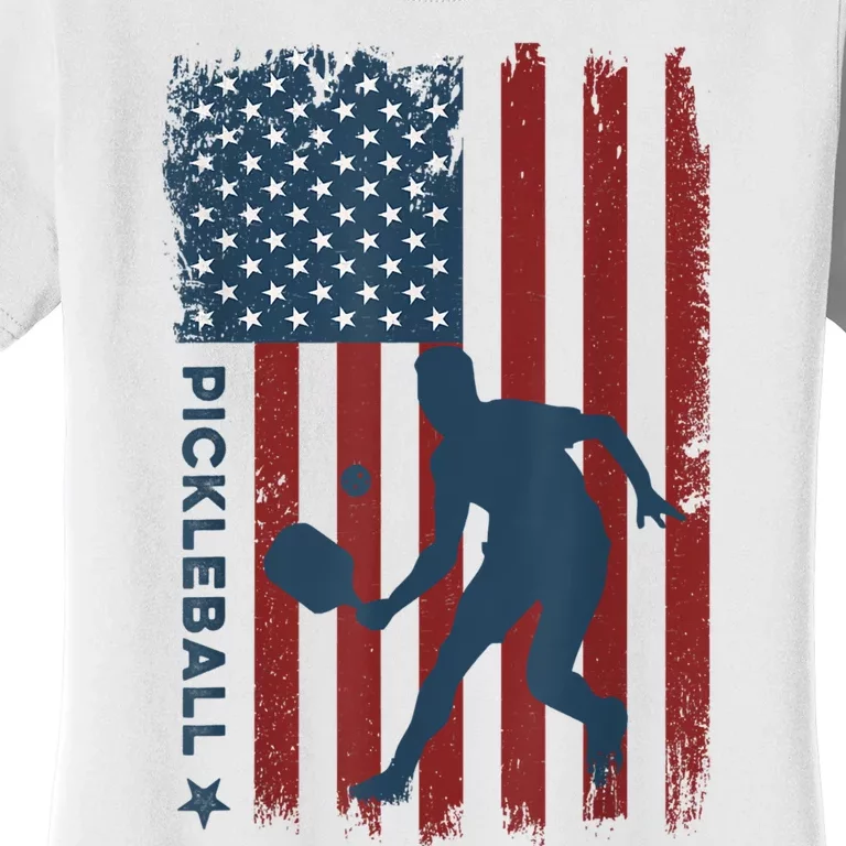 Pickleball Usa American Flag Pickle Ball Player Women's T-Shirt