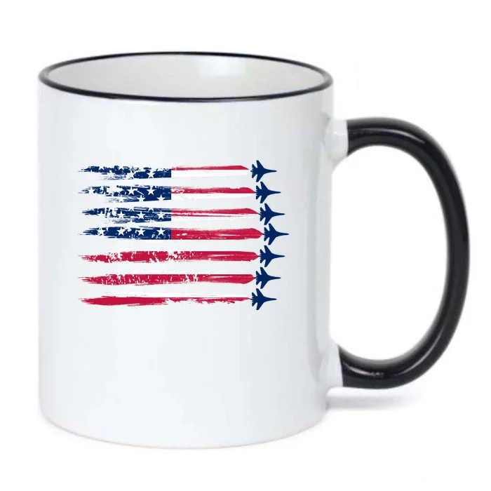 Patriotic USA American Flag Air Show Jets Black Color Changing Mug