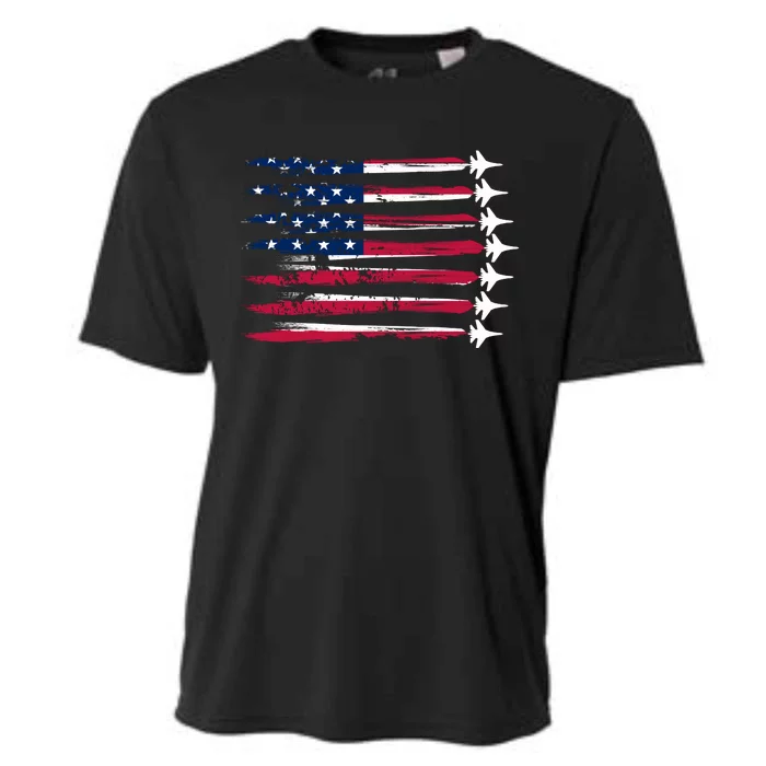 Patriotic USA American Flag Air Show Jets Cooling Performance Crew T-Shirt