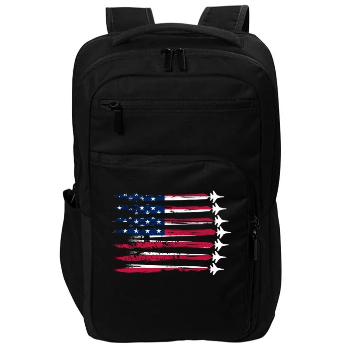 Patriotic USA American Flag Air Show Jets Impact Tech Backpack