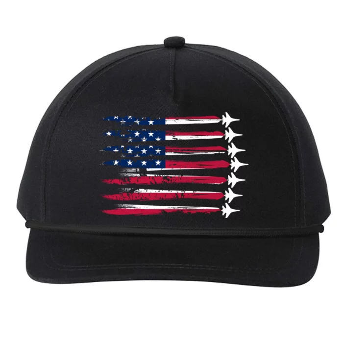 Patriotic USA American Flag Air Show Jets Snapback Five-Panel Rope Hat