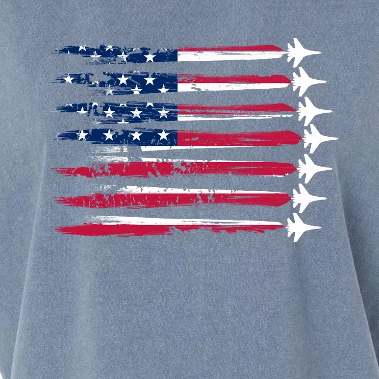 Patriotic USA American Flag Air Show Jets Garment-Dyed Women's Muscle Tee