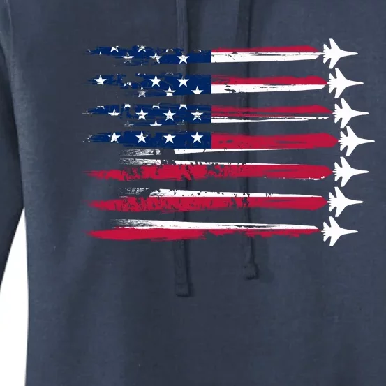 Patriotic USA American Flag Air Show Jets Women's Pullover Hoodie