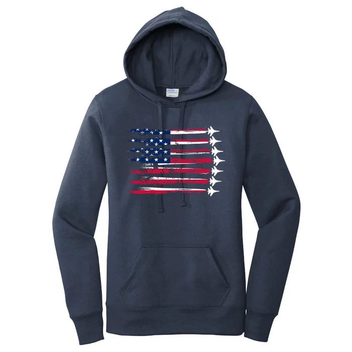 Patriotic USA American Flag Air Show Jets Women's Pullover Hoodie