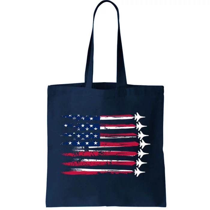 Patriotic USA American Flag Air Show Jets Tote Bag