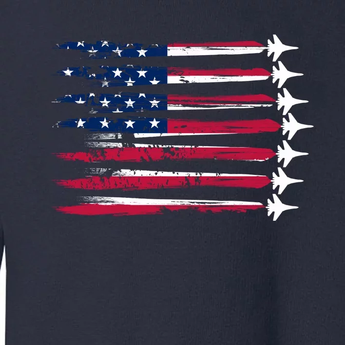 Patriotic USA American Flag Air Show Jets Toddler Sweatshirt