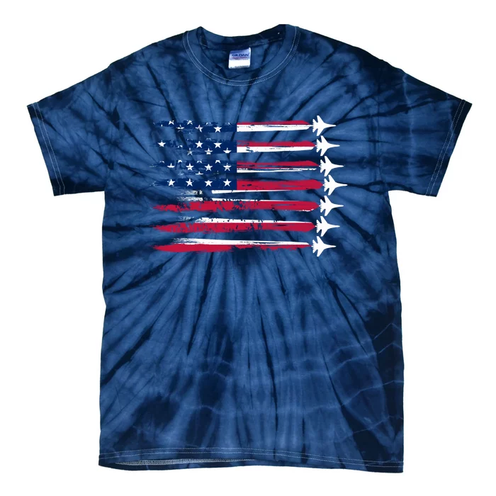 Patriotic USA American Flag Air Show Jets Tie-Dye T-Shirt