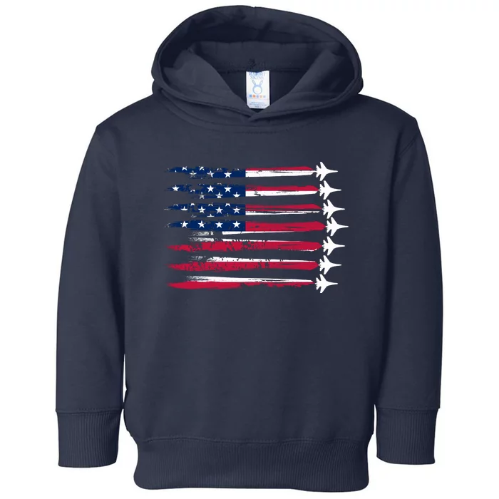 Patriotic USA American Flag Air Show Jets Toddler Hoodie