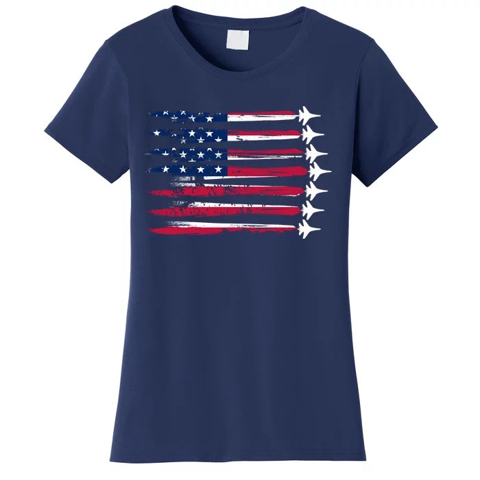 Patriotic USA American Flag Air Show Jets Women's T-Shirt