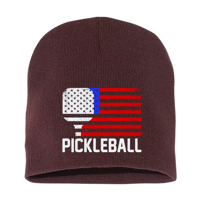 Pickeball USA American Flag Short Acrylic Beanie