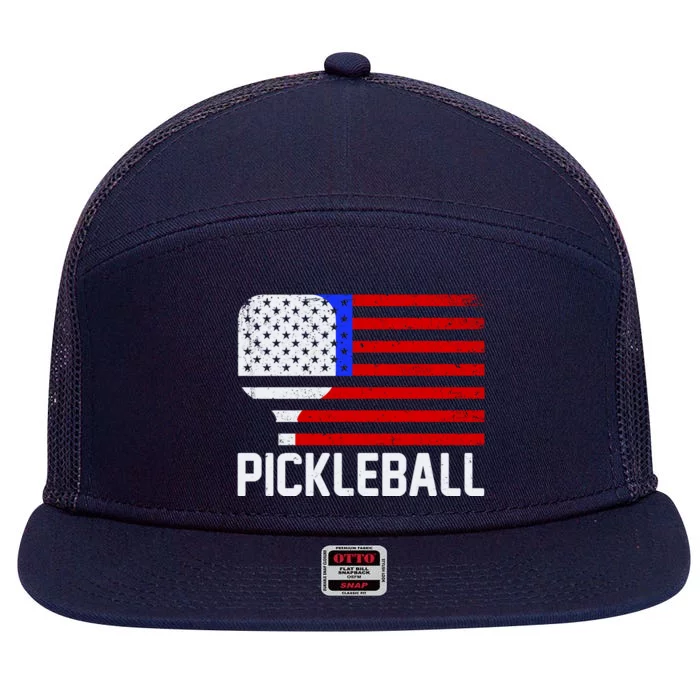 Pickeball USA American Flag 7 Panel Mesh Trucker Snapback Hat