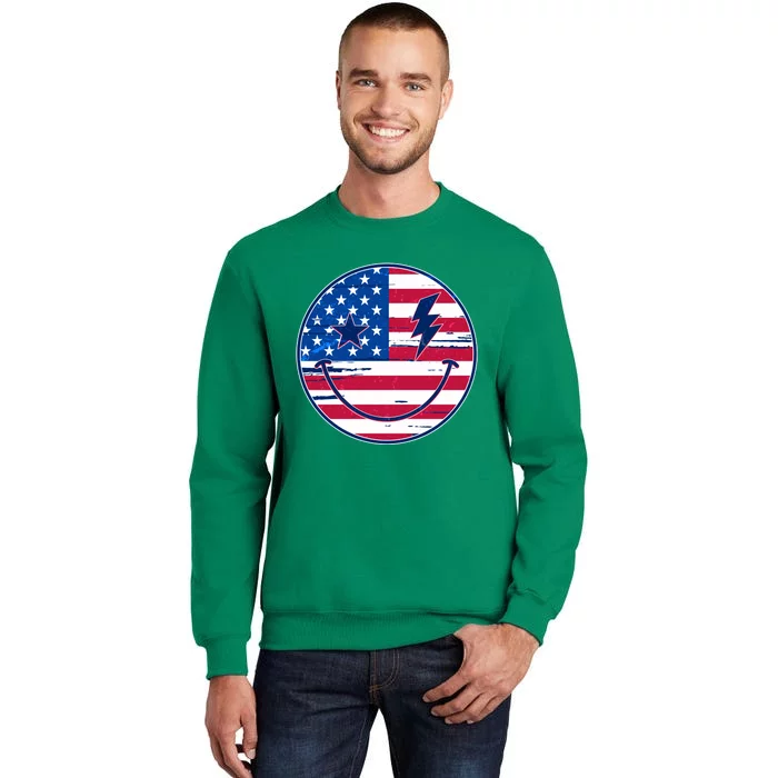 Patriotic USA American Flag Smiley Emoji Sweatshirt