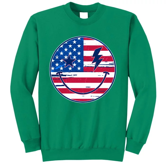 Patriotic USA American Flag Smiley Emoji Sweatshirt