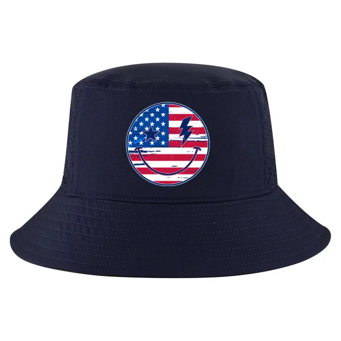 Patriotic USA American Flag Smiley Emoji Cool Comfort Performance Bucket Hat