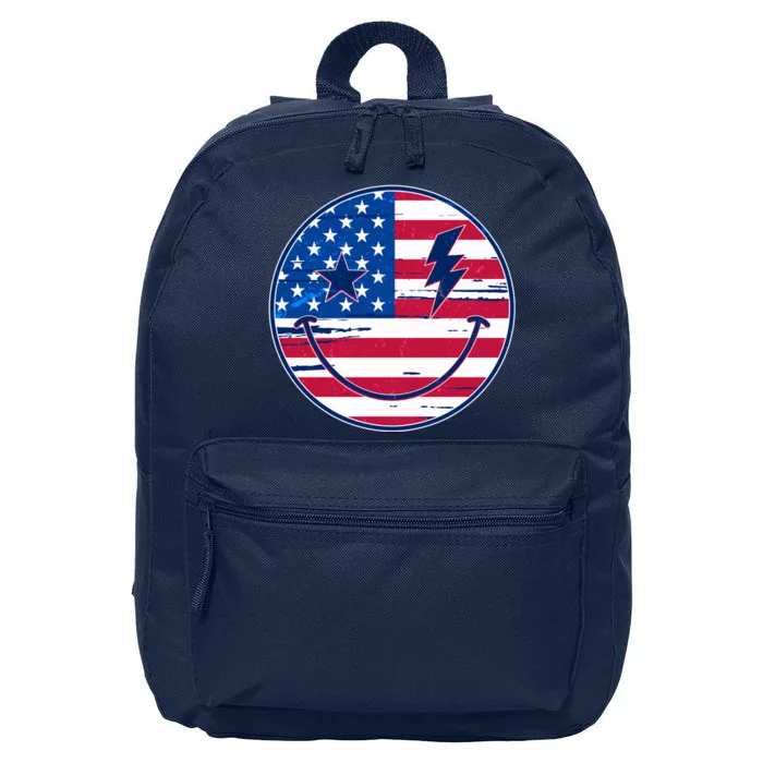 Patriotic USA American Flag Smiley Emoji 16 in Basic Backpack