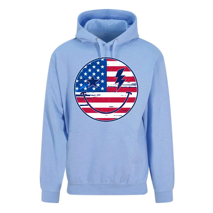 Patriotic USA American Flag Smiley Emoji Unisex Surf Hoodie