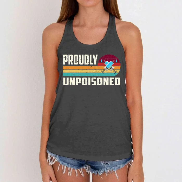 Proudly Unpoisoned Antivax No Vax Anti Vaccine Vintage Retro Women's Knotted Racerback Tank