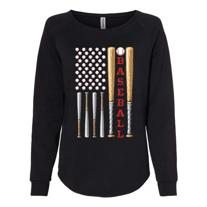 Patriotic Us American Baseball Flag Vintage Baseball Flag Womens California Wash Sweatshirt