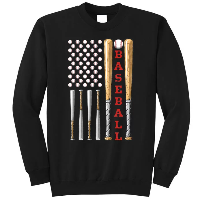 Patriotic Us American Baseball Flag Vintage Baseball Flag Tall Sweatshirt