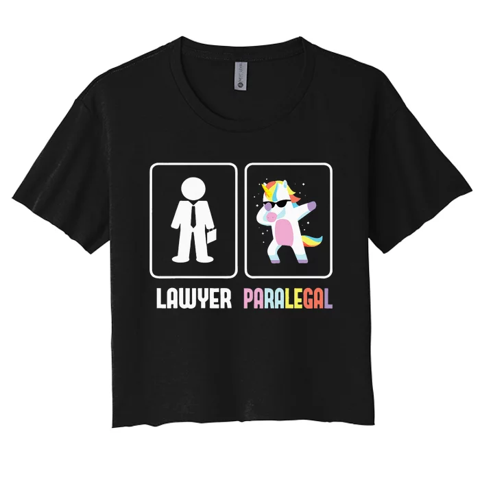 Paralegal Unicorn Attorney Assistant Law Firm Justice Women's Crop Top Tee