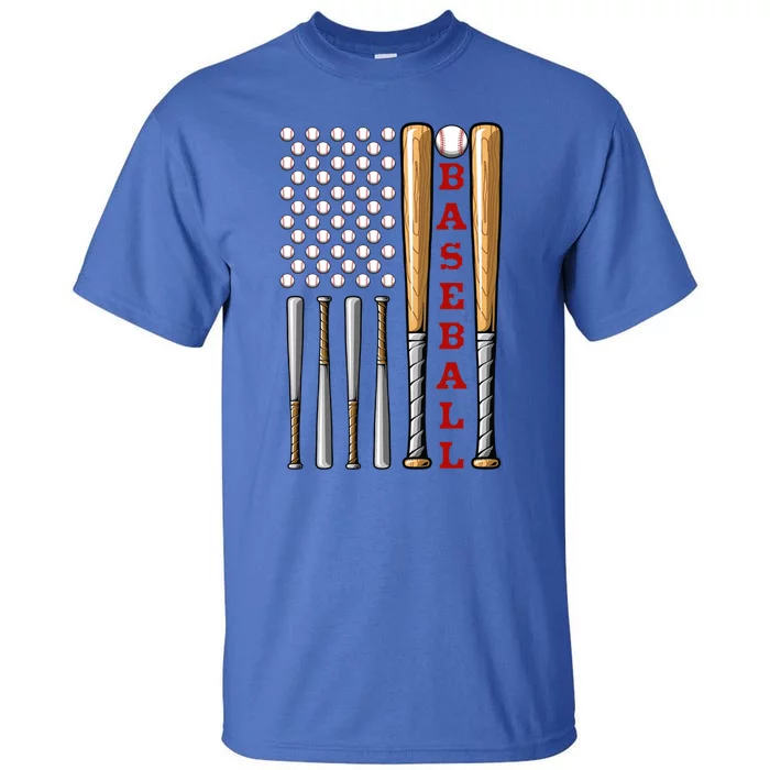 Patriotic Us American Baseball Flag Gift Vintage Baseball Flag Cute Gift Tall T-Shirt