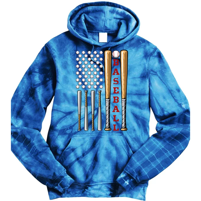 Patriotic Us American Baseball Flag Gift Vintage Baseball Flag Cute Gift Tie Dye Hoodie