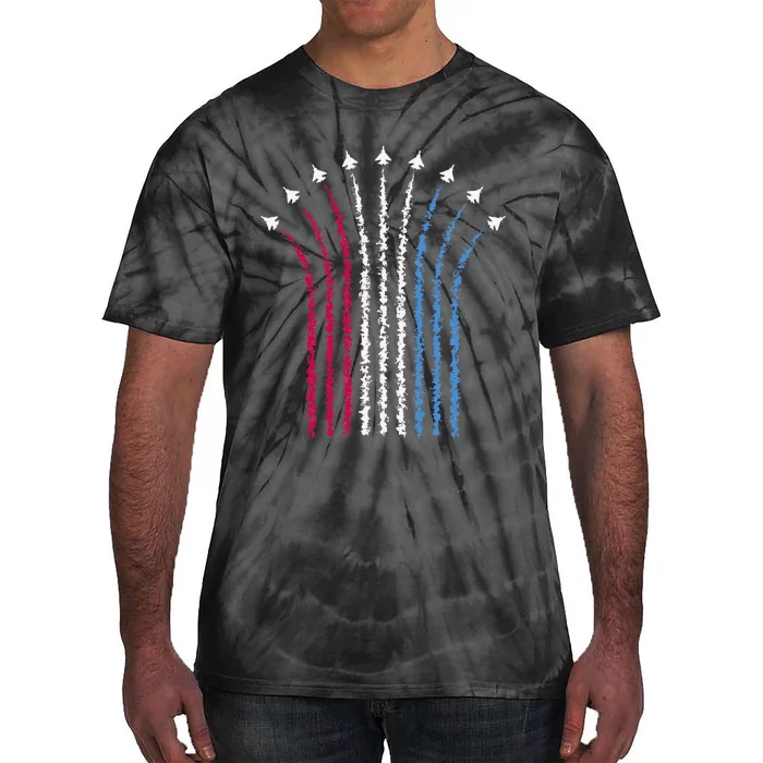 Patriotic Usa American Red White Blue Flag Jets 4th Of July Gift Tie-Dye T-Shirt