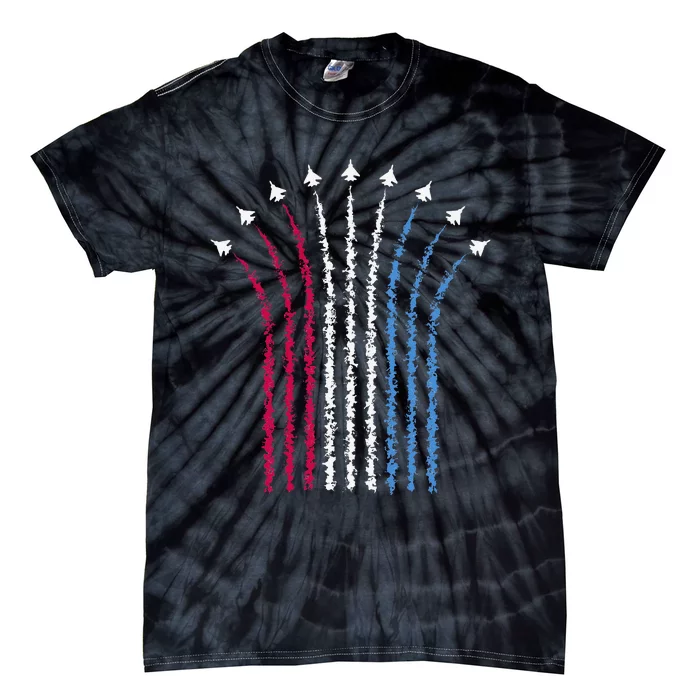 Patriotic Usa American Red White Blue Flag Jets 4th Of July Gift Tie-Dye T-Shirt