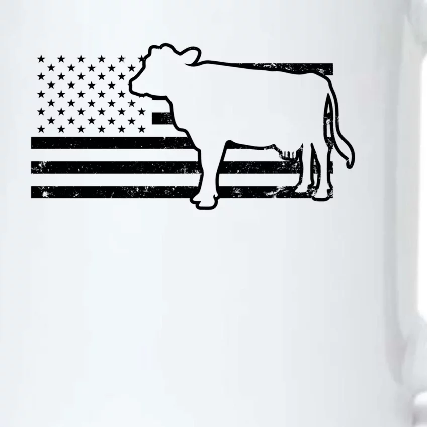 Patriotic Us American Cow Design Farmer Flag Gift Black Color Changing Mug