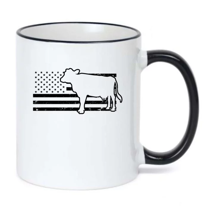 Patriotic Us American Cow Design Farmer Flag Gift Black Color Changing Mug