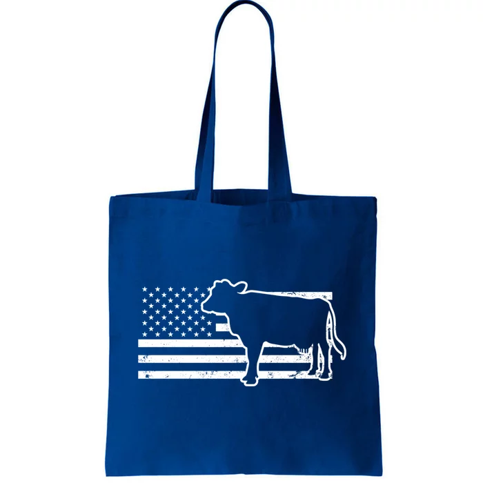 Patriotic Us American Cow Design Farmer Flag Gift Tote Bag