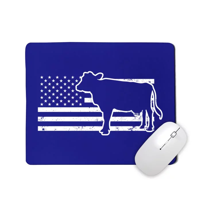 Patriotic Us American Cow Design Farmer Flag Gift Mousepad