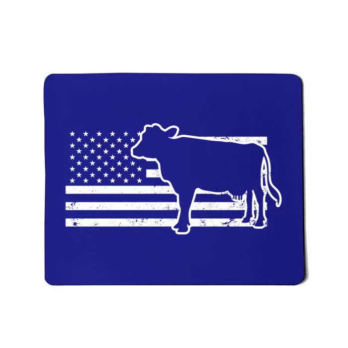 Patriotic Us American Cow Design Farmer Flag Gift Mousepad