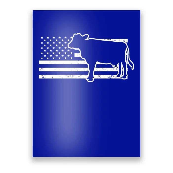 Patriotic Us American Cow Design Farmer Flag Gift Poster