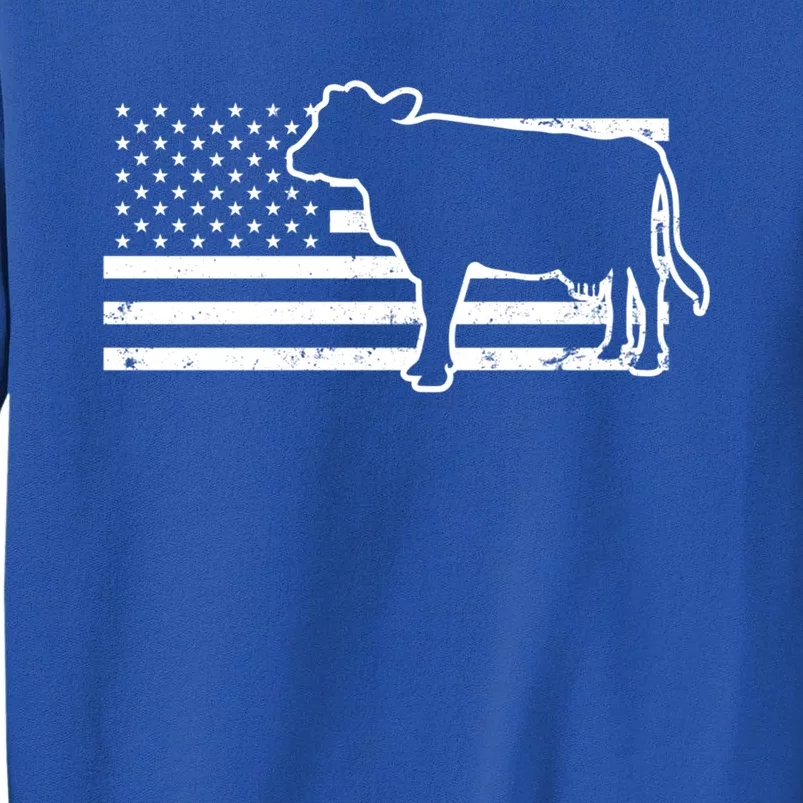 Patriotic Us American Cow Design Farmer Flag Gift Tall Sweatshirt