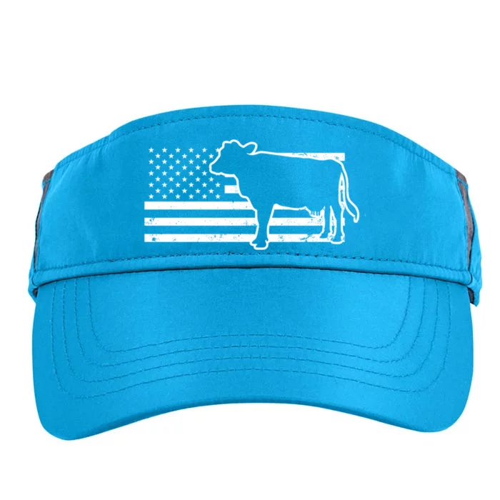 Patriotic Us American Cow Design Farmer Flag Gift Adult Drive Performance Visor