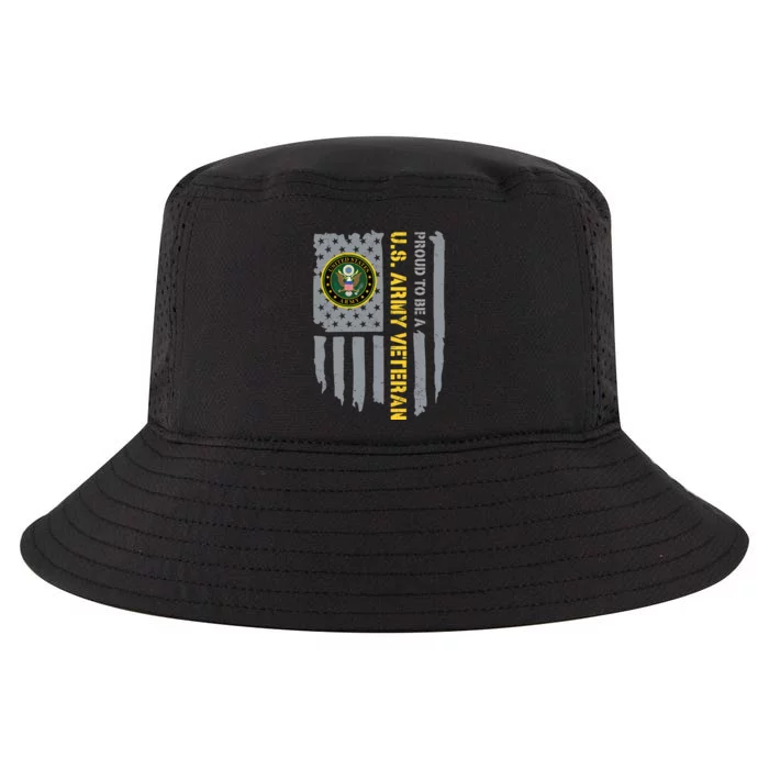 Proud US Army Veteran American Flag Cool Comfort Performance Bucket Hat