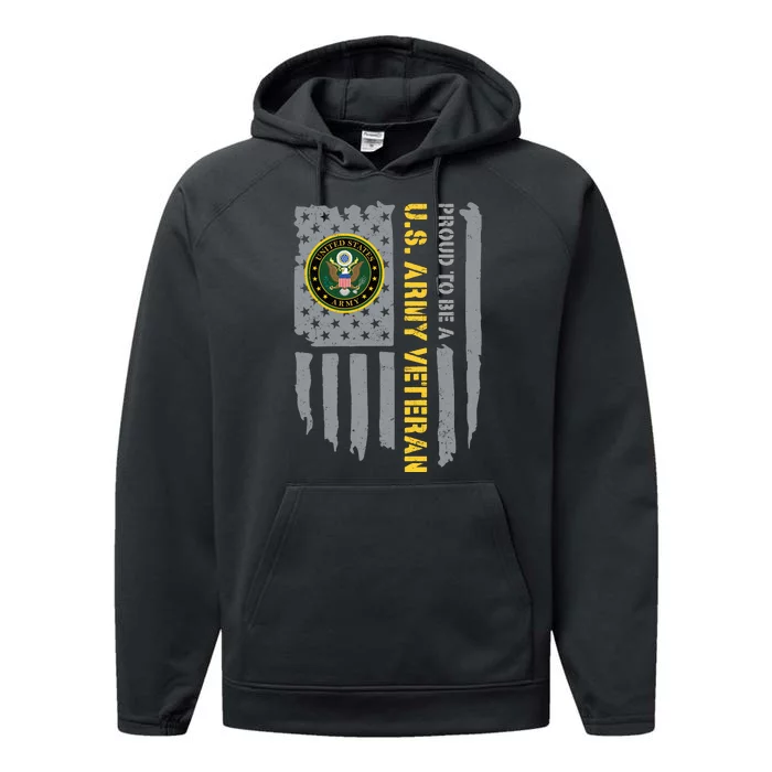 Proud US Army Veteran American Flag Performance Fleece Hoodie