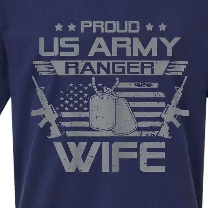 Proud US Army Ranger Wife Flag American USA Military Veteran Sueded Cloud Jersey T-Shirt