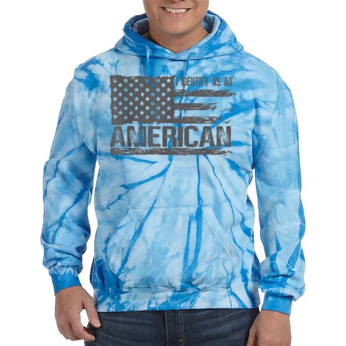 Proud Us Americans Patriotic Retro I Identify As An American Tie Dye Hoodie